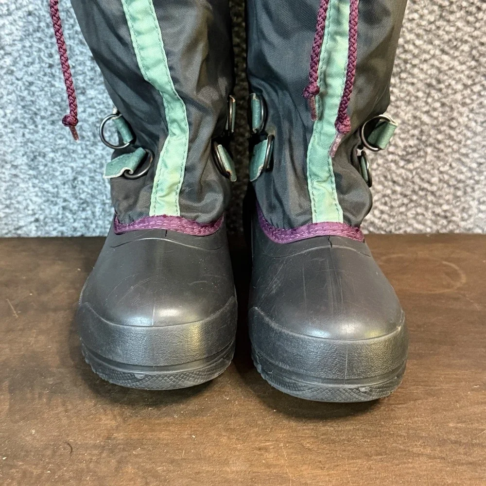 Sorel Kaufman Youth Size 3 Nylon Boots Black Snow Rain Cold Made In Canada